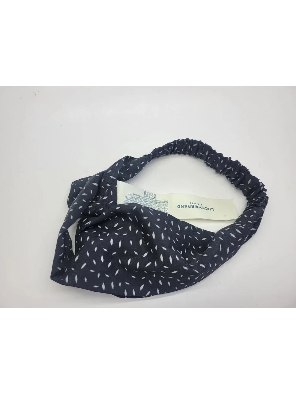 Lot of 2 Lucky Brand Top Knot Elastic Headband Floral / black